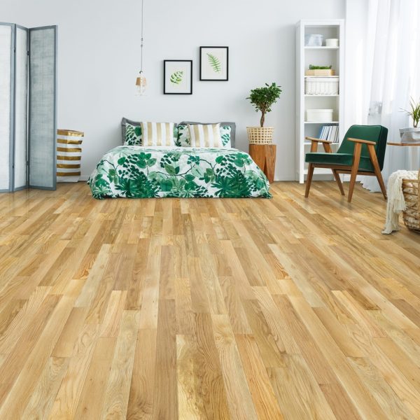 3/4" x 2 1/4" Prefinished Solid Premium Grade White Oak Natural hardwood in room