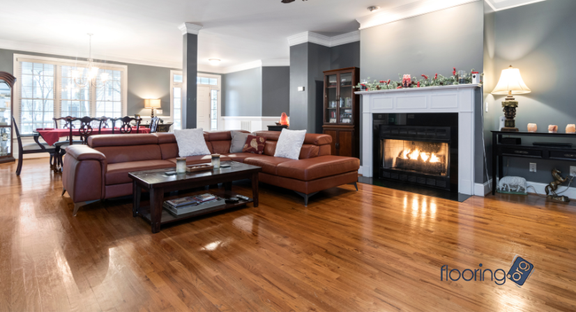 cozy living room with new hardwood flooring from flooring.org