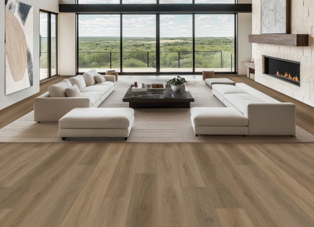 Chesapeake Fusion Design XL Light Pewter laminate flooring room scene