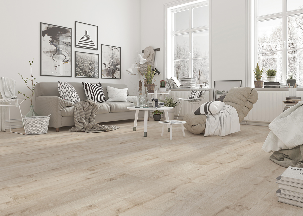 Inhaus Visions Natural Oak 56356 laminate room scene